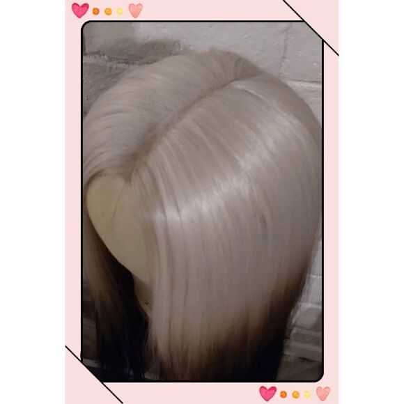 NEW~Ombre Blonde to Black 24" Straight Multi-Fiber Blend Wig~Gorgeous~ - Picture 4 of 6